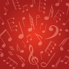 red color background with music notes