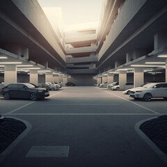 Interior of a parking. Generative AI.
