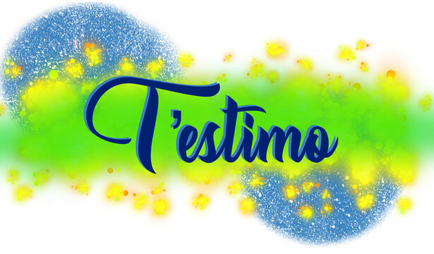 T&rsquo;estimo - I love you written in Catalan - blue color word- background with color spots - image, poster, placard, banner, postcard, ticket.  png,