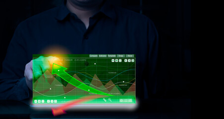 businessman use technology for invest in stock market volatility