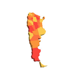 Argentina political map of administrative divisions - provinces and autonomous city of Buenos Aires. 3D map in shades of orange color.