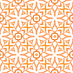 Mosaic seamless pattern. Orange symmetrical boho