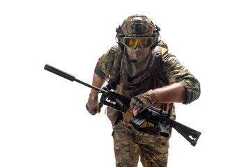 A professional mercenary soldier leaving the kill zone on contact with the enemy.