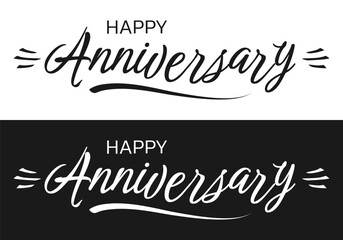 Happy Anniversary text. Calligraphy font, lettering template for wedding, birthday, greeting card or banner. Vector illustration.