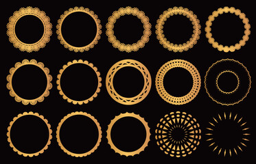金色風の円形レースのフレーム素材セット