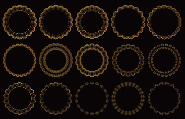 金色風の円形レースのフレーム素材セット
