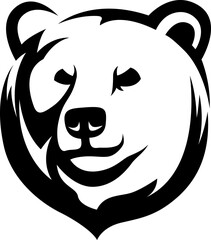 Head of bear. Abstract character illustration. Graphic logo design template for emblem. Image of portrait.