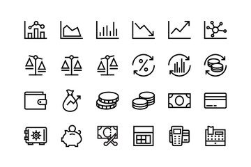 Economy icon set with adjustable line weight