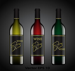 wine bottle set / vector illustration