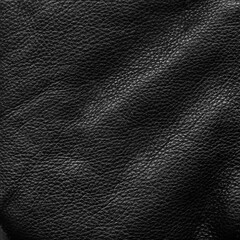 Creased leather. Embossed texture. Textile material. Black skin grain structure dark uneven grunge abstract illustration free space background.