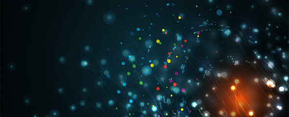 Fototapeta premium Neural network concept. Connected cells with links. High technology process. Abstract background