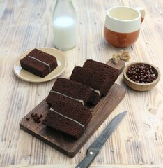 chocolate cake and coffee