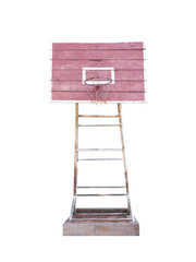Vintage basketball backboard on concrete base.