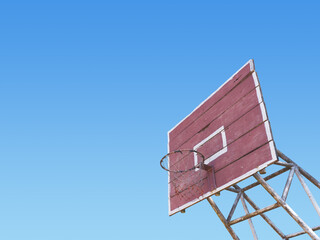 Vintage basketball backboard over blue sky