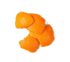 Mandarin Peel Isolated, Peeled Tangerine, Fresh Citrus Rind, Mandarins Skin, Tangerines Shell Isolated