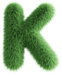 Green 3D Fluffy Letter K