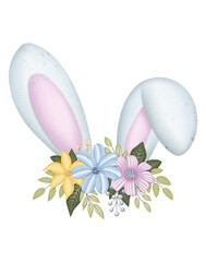 Watercolor Easter bunny ears illustration