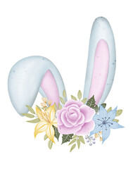 Watercolor Easter bunny ears illustration