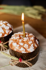 Happy Easter, The candle is burning in the Easter cake
