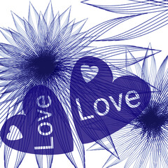 Flower pattern with love on white background