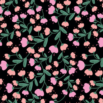 Seamless dark spring blossom background