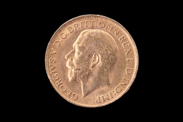 Great Britain ancient gold coin (George V, 1913). Obverse.