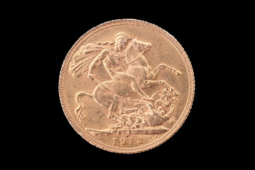 Great Britain ancient gold coin (George V, 1913). Reverse.