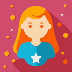 Red headed woman face. Vector illustration. minimalistic linear female portrait. girl face flat vector.