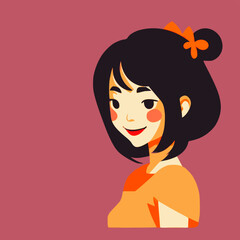 Asian girl student cartoon vector