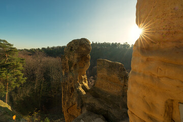 Klusfelsen in the Harz beautiful sandstone rocks in the middle of a beautiful forest