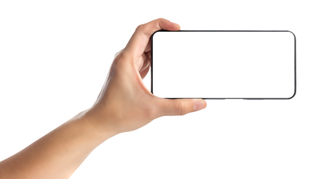 Hand holding smartphone with blank screen,mockup with copy space for advertising online