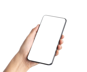Hand holding smartphone with blank screen,mockup with copy space for advertising online