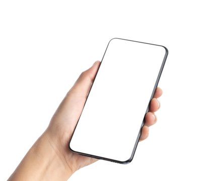 Hand holding smartphone with blank screen,mockup with copy space for advertising online