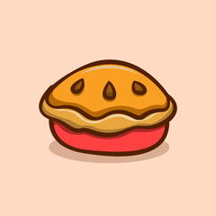 apple pie illustration concept in cartoon style