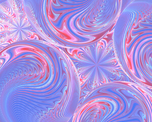 Abstract red, white and blue psychedelic fractal art background  with a wavy zig-zag or zipper effect.