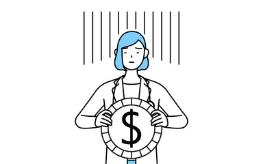 為替差損やドル安のイメージ、白衣を着た女性医師