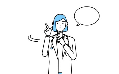 スマホを操作する白衣を着た女性医師