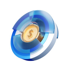 Dollar symbol in circle 3d rendering illustration