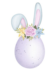 Watercolor Easter egg bunny illustration