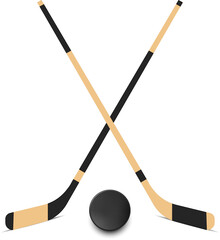 Hockey stick and puck icon.