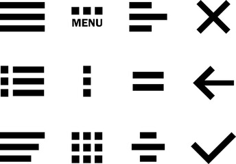 Set of hamburger menu flat icons - obrazy, fototapety, plakaty