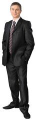 Young businessman in a black business suit