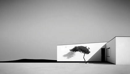 room with tree Generative Ai