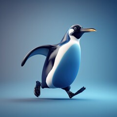 penguin on a blue background Generative Ai
