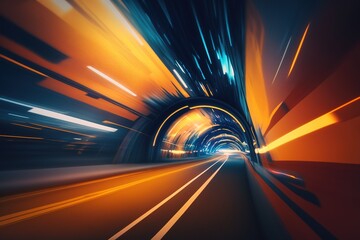 Motion blur background inside a tunnel. Generative AI
