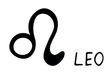 Obraz premium Hand drawn leo zodiac sign Esoteric symbol doodle Astrology clipart Element for design