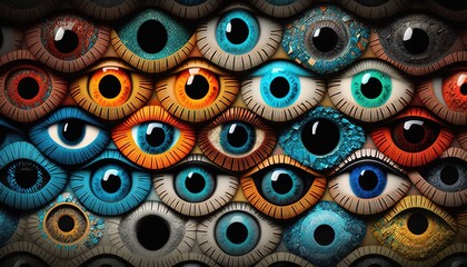 a lot of eye staring, idea for social criticism conceptual, Generative Ai