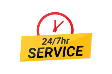 24 7 hour service with clock vector illustration