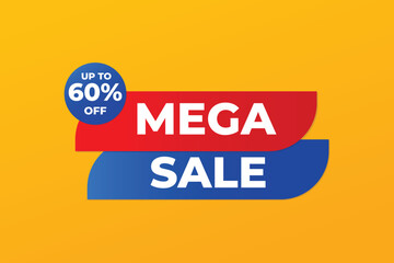 Mega sale banner design with 60 percent off.