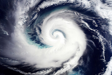 Fototapeta premium Space view of typhoon. AI generated image.